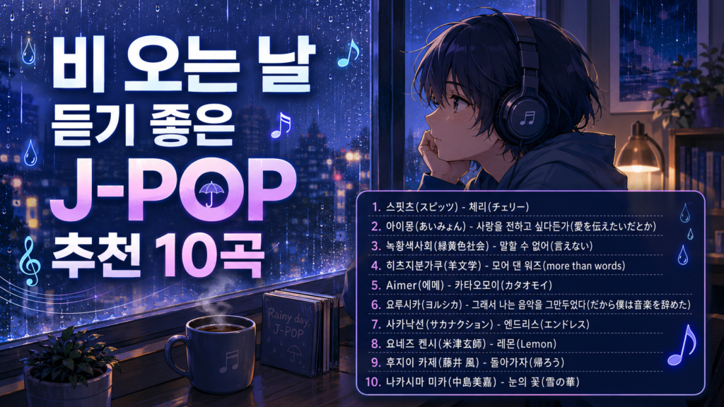 비 오는 날 듣기 좋은 J-POP 추천 10곡