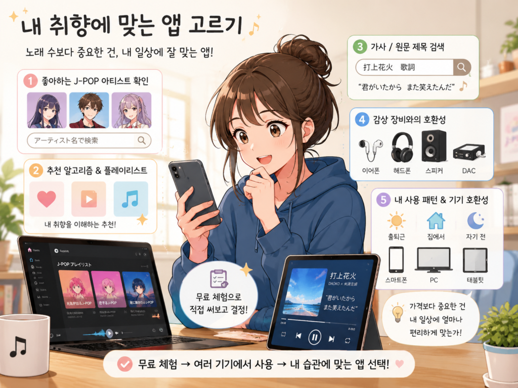 음원 스트리밍 앱은 5곡보다 5가지 습관으로 고르기