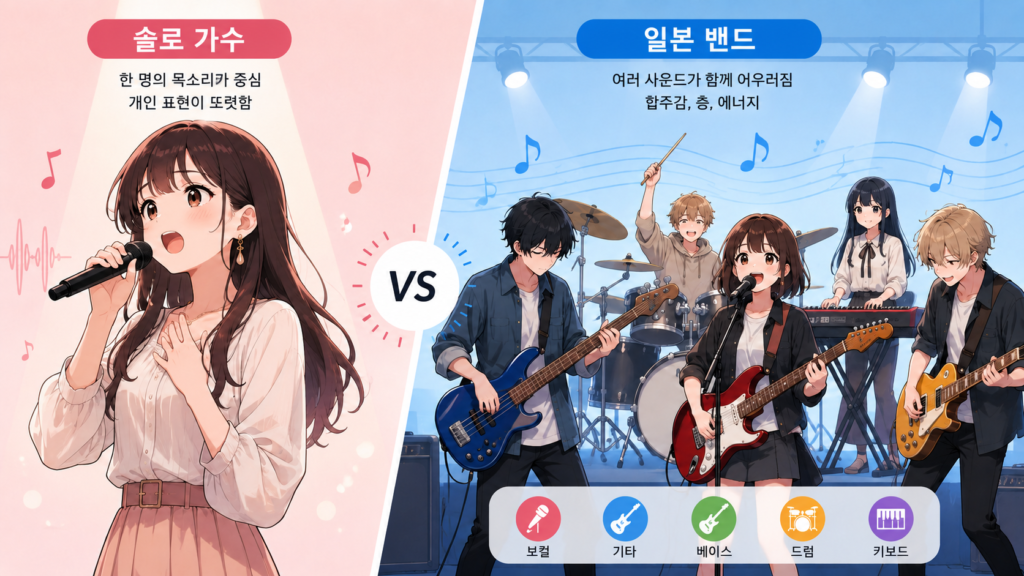 일본 밴드 음악은 솔로 가수와 무엇이 다를까?