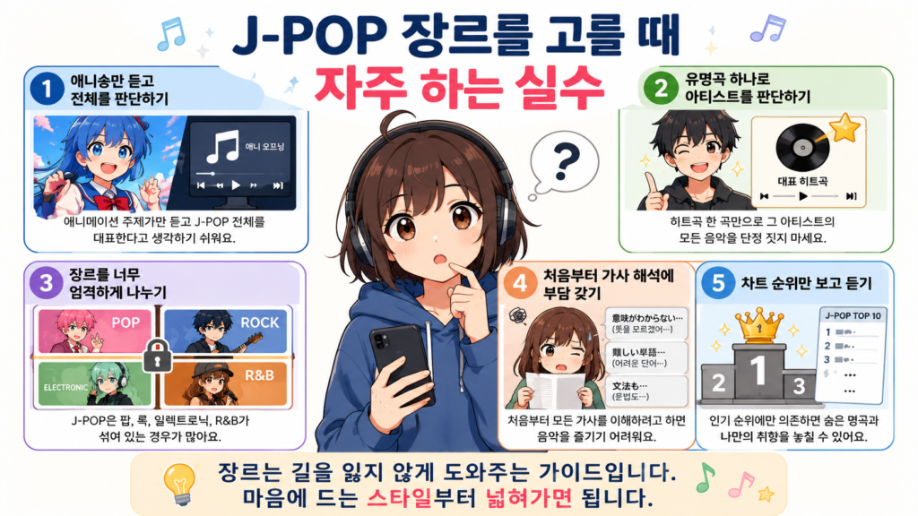 J-POP 장르를 고를 때 자주 하는 실수