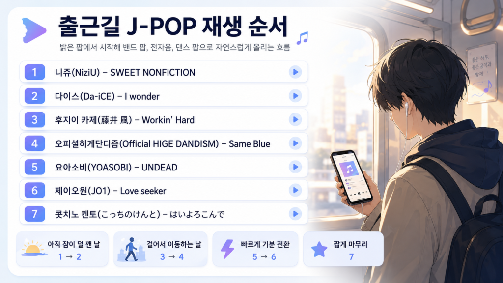 출근길 J-POP 재생 순서와 2~3곡만 고르는 방법