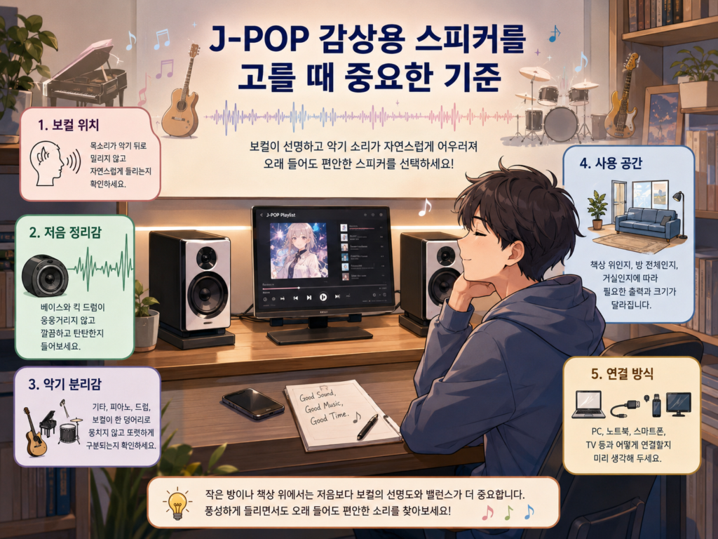 J-POP 감상용 스피커를 고를 때 중요한 기준
