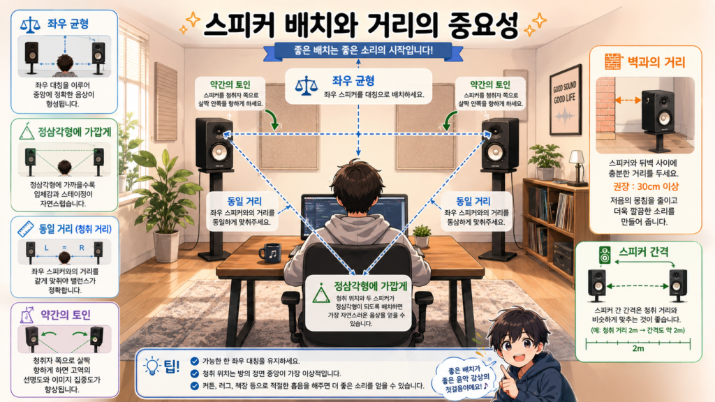 스피커 배치와 거리의 중요성