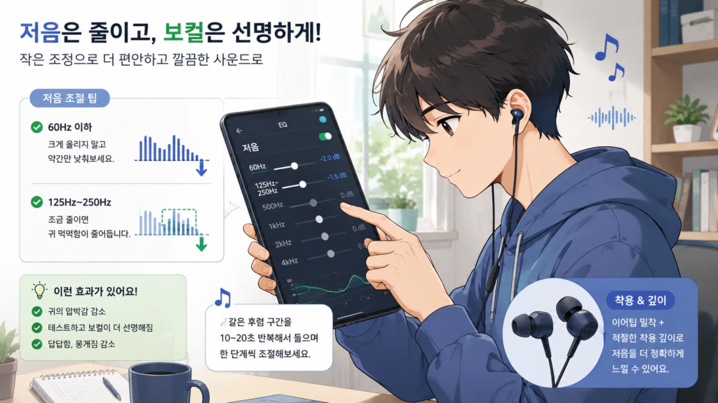 이어폰에서 저음 조절하는 방법