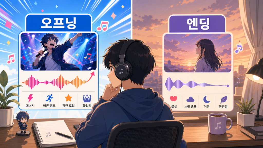 오프닝곡과 엔딩곡의 차이