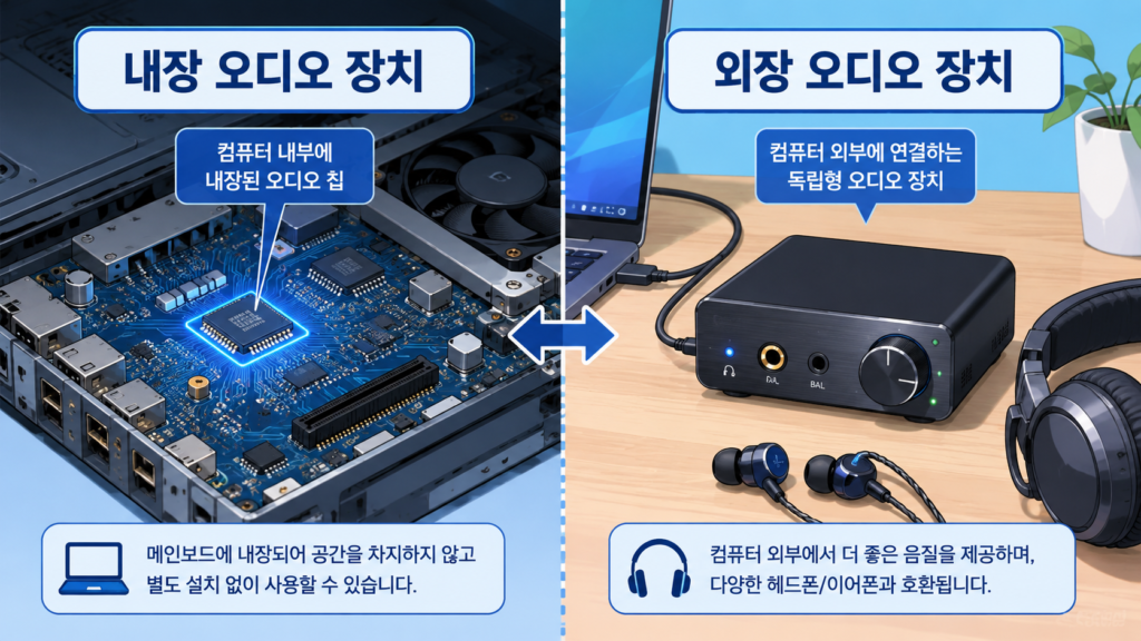 내장 오디오 장치와 외장 장치의 차이