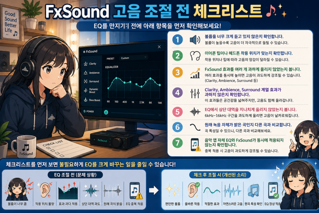 FxSound 고음 조절 전 체크리스트