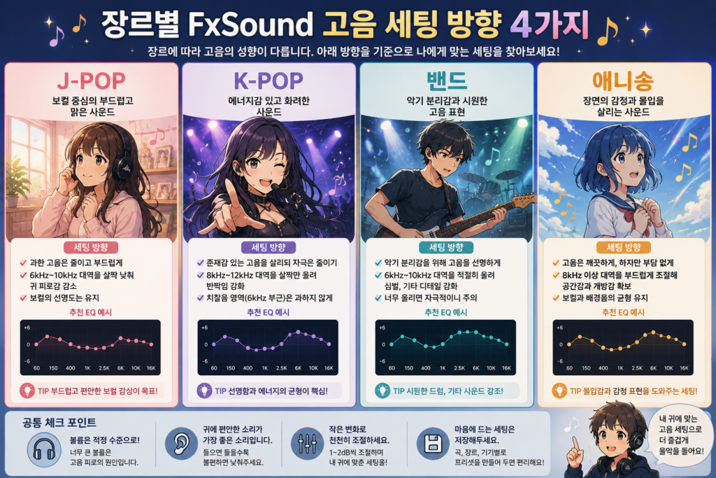 장르별 FxSound 고음 세팅 방향