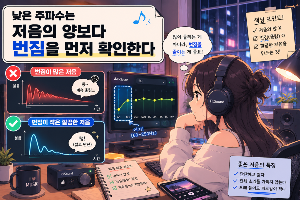 낮은 주파수는 저음의 양보다 번짐을 먼저 확인한다