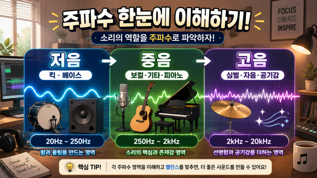 저음 - 중음 - 고음 주파수