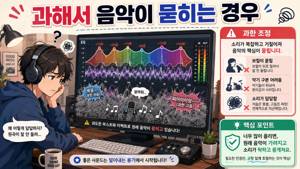 과해서 음악이 묻히는 경우